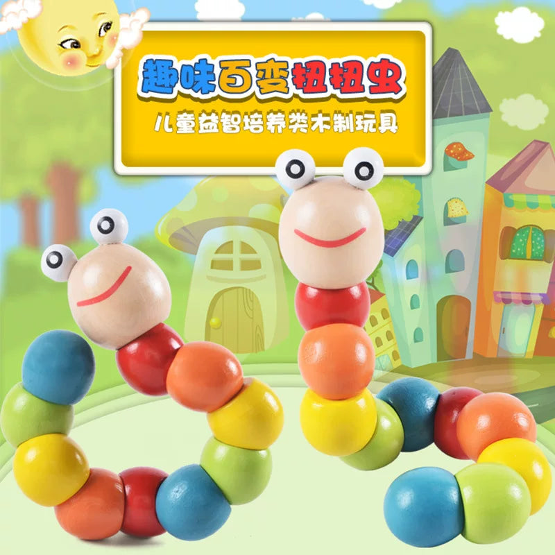 Finger toys, colorful twisting insects, wooden caterpillars, animal dolls, wooden educational toys for children