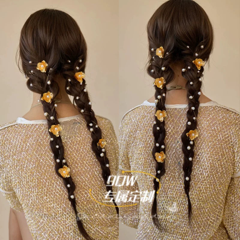 9QW homemade French ins style daily embellishment updo hair small hair hairpin flower hairpin versatile high-end styling accessories