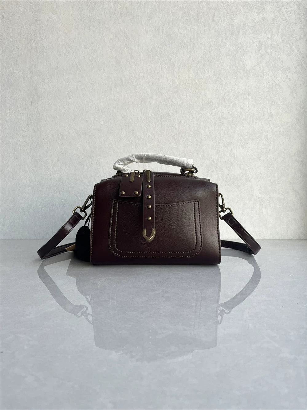 Foreign trade export new top-layer cowhide pillowcase fashion and versatile retro high-end leather shoulder crossbody women's bag