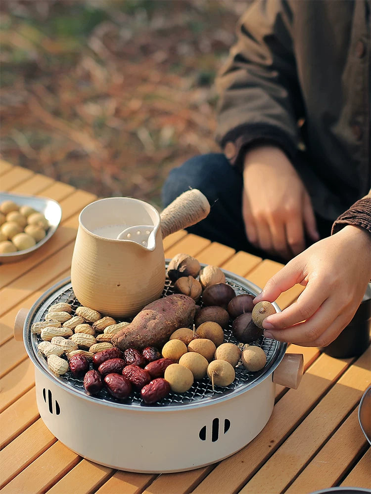 Cooking tea roasting stove set around the stove portable family round charcoal stove charcoal stove outdoor heating small barbecue grill