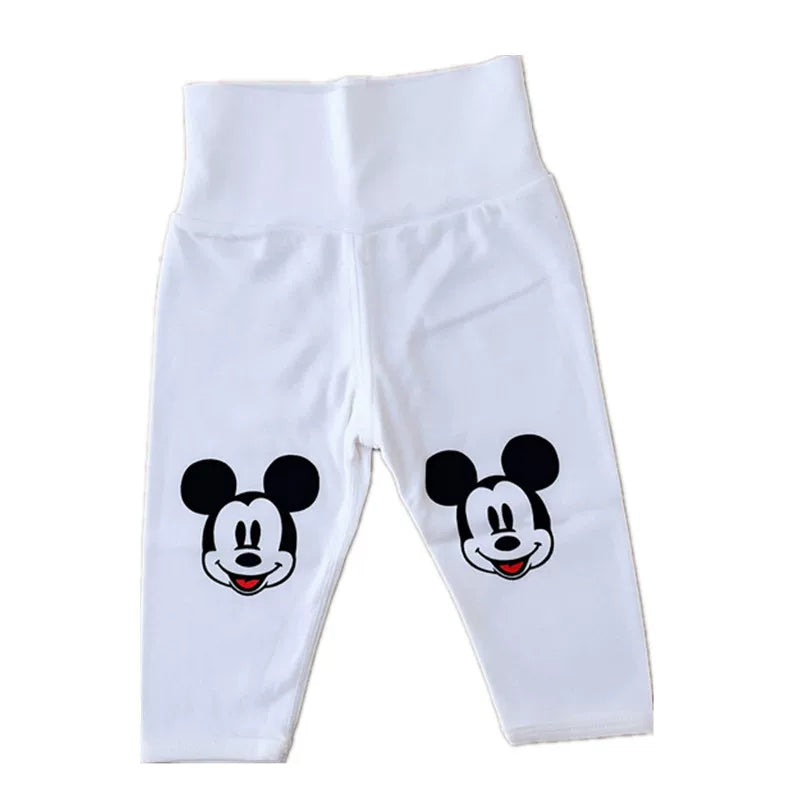 Newborn baby pants, spring and autumn pure cotton thin 0-3 month baby open pants, high-waisted belly protection leggings