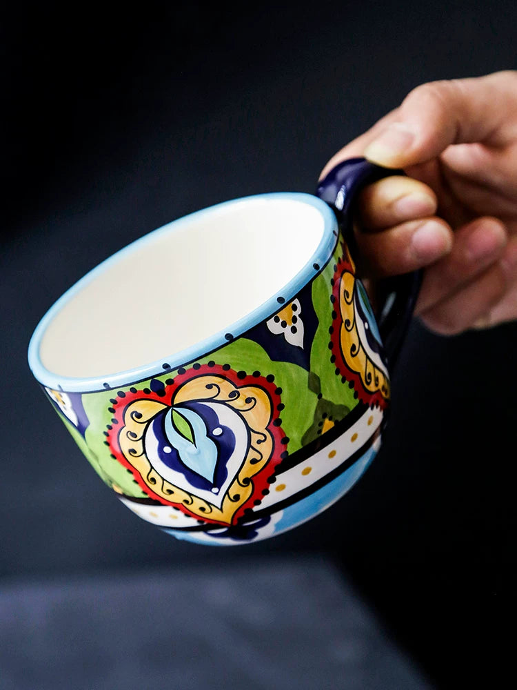 Creative mugs, ceramic water cups, European style home coffee mugs, large milk mugs, breakfast cereal cups, tea cups