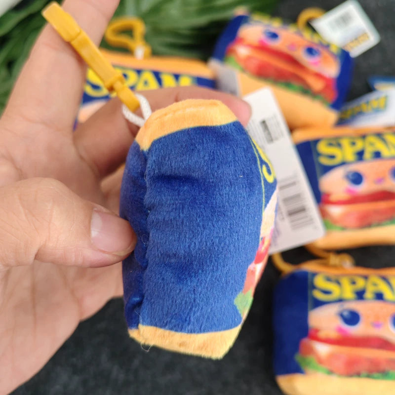 Foreign trade export US single SPAM luncheon meat creative pendant keychain hamburger can personalized charm plush