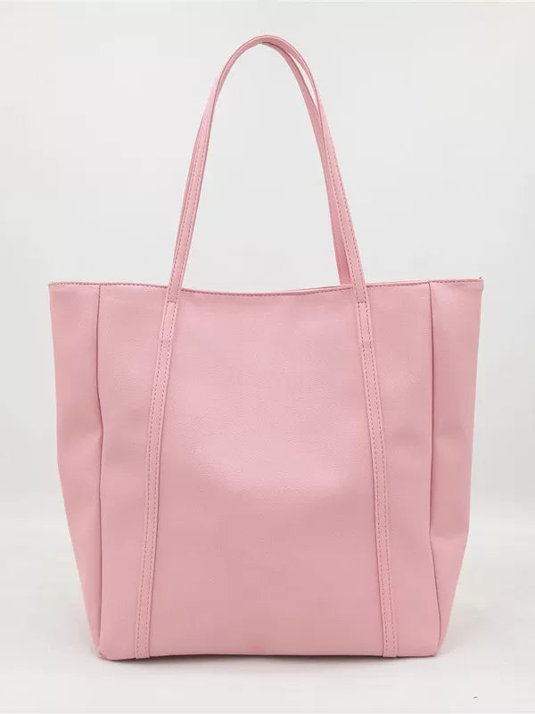 Pink bag women's large-capacity commuter tote bag college students in class lightweight and versatile niche soft leather shoulder bag