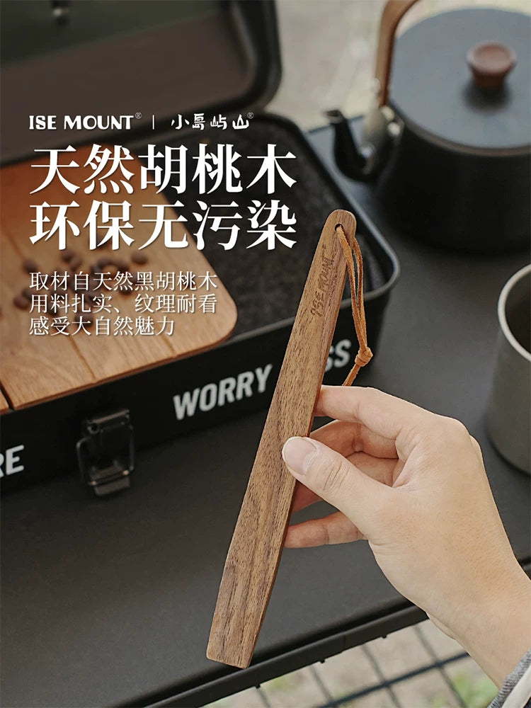 ISEMOUNT Black Walnut Solid Wood Filter Cup Long Stir Stick Creative Home Coffee Cup Pour-over Coffee Stirring Spoon