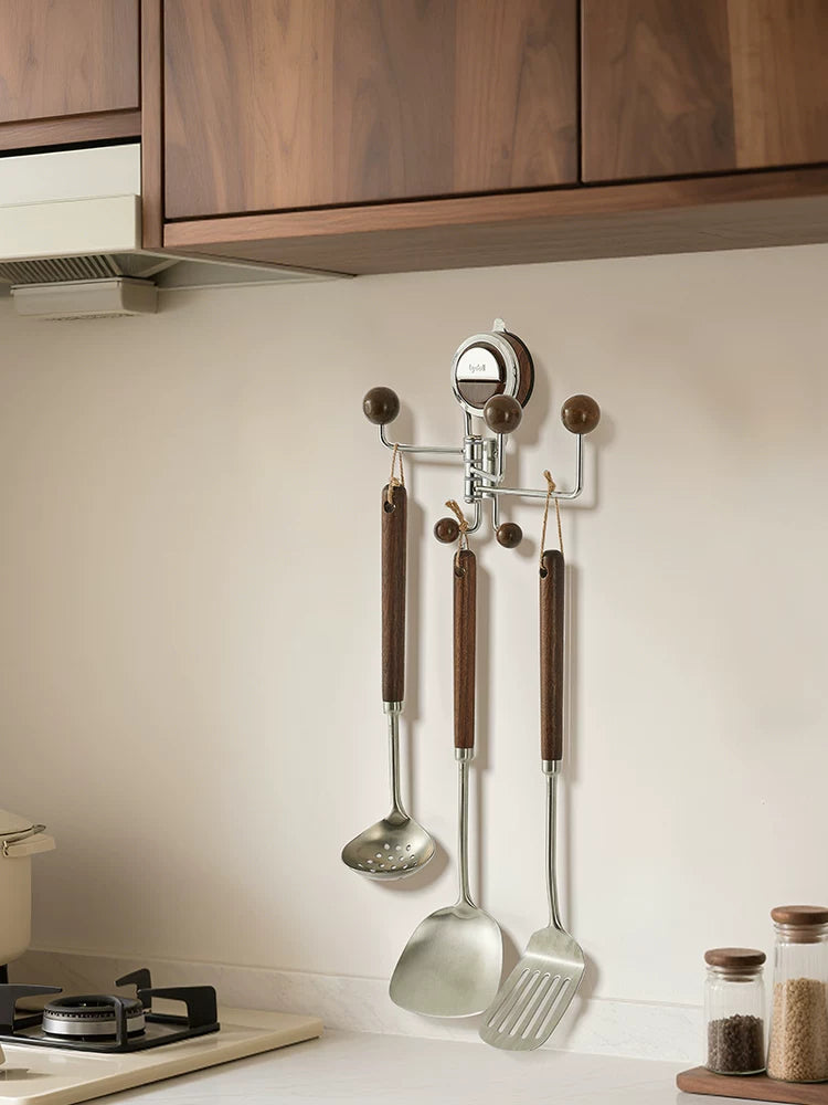 Kitchen special suction cup, hook, spoon, shovel, wall, non-punching, non-marking hook holder, multi-ball rotating wall artifact