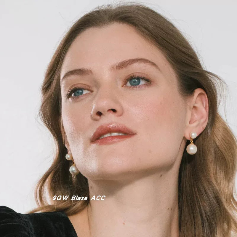 9QW European and American French double-layer pearl dangling earrings are light and mature, gentle and atmospheric, large and small pearl layered earrings