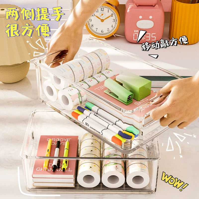 Acrylic desktop transparent storage box cosmetic mask storage rack dormitory stationery snacks clutter organizer fh