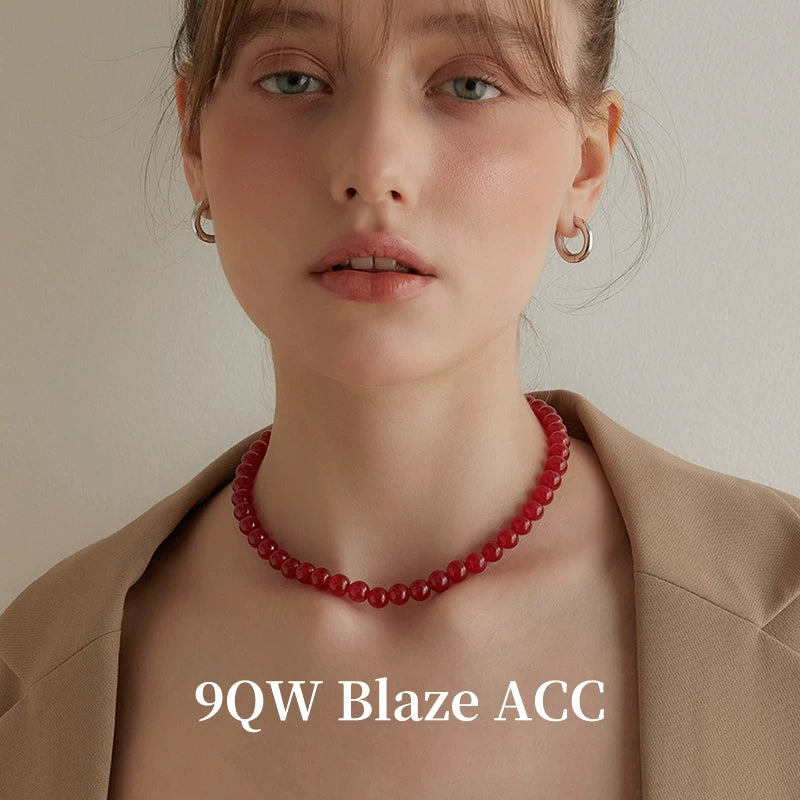 9QW retro European and American niche texture red agate handmade beaded high-end collarbone chain necklace accessories