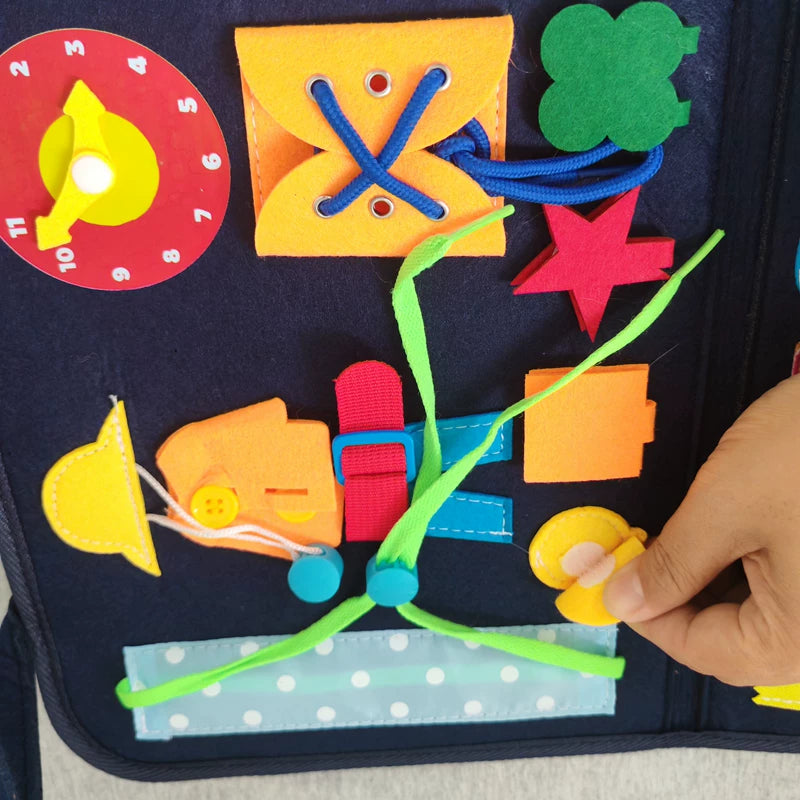 Montessori busyboard Xi dressing, toys, shoe-tying, storage bags, children's educational early education, fine motor life teaching aids