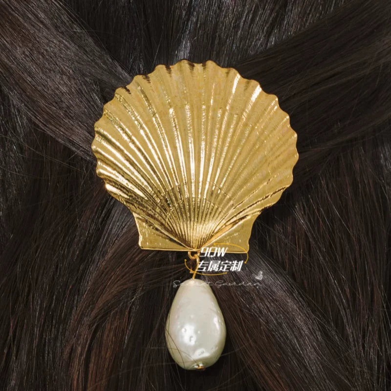 9QW European and American seaside resort style shell pearl hairpin duckbill clip shape versatile high-end hair accessories bangs clip