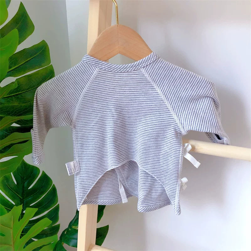 Newborn baby half-back clothes, spring and autumn cotton baby long sleeve A base top, monk clothes 0 one March clothes