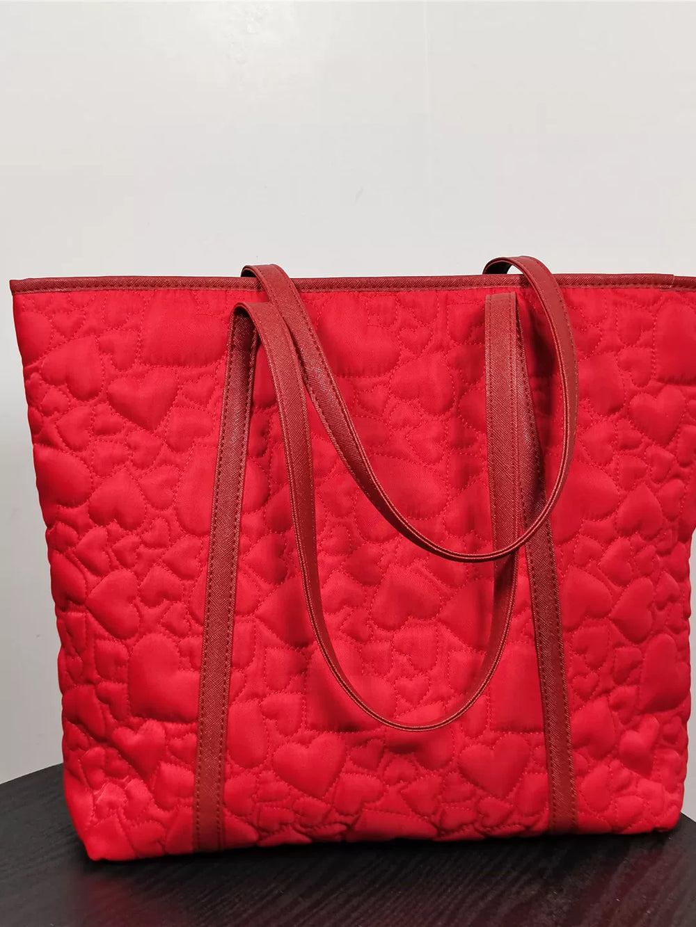 Red bag canvas with zipper large capacity tote bag daily commuting nylon high-quality lazy style foreign trade bag