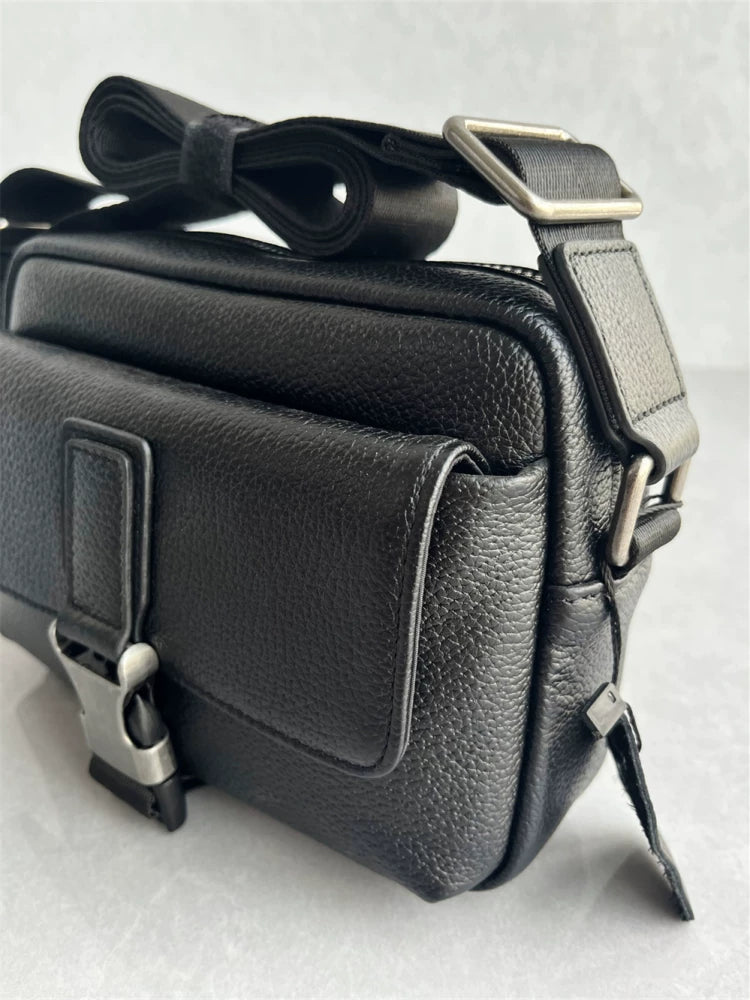 Export foreign trade order high quality top layer cowhide men's shoulder bag simple commuting trend one shoulder crossbody men's bag