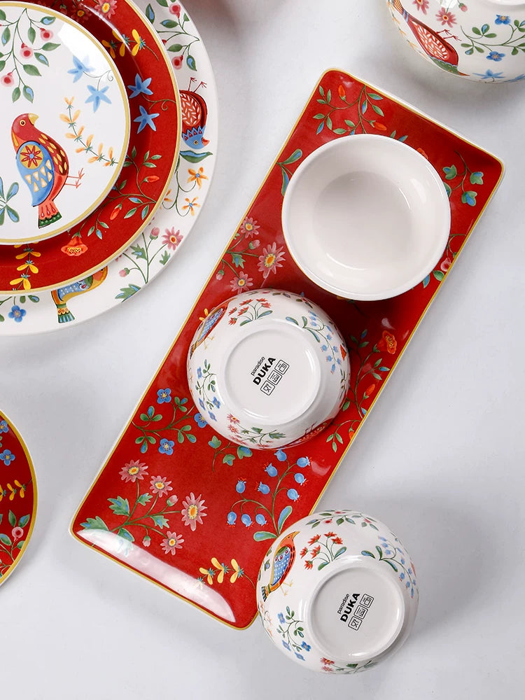 OMK Creative Dessert Bowl Set with Tray Bread Snack Plate 4 Inch Jam Spice Bowl Combo Glazed Color