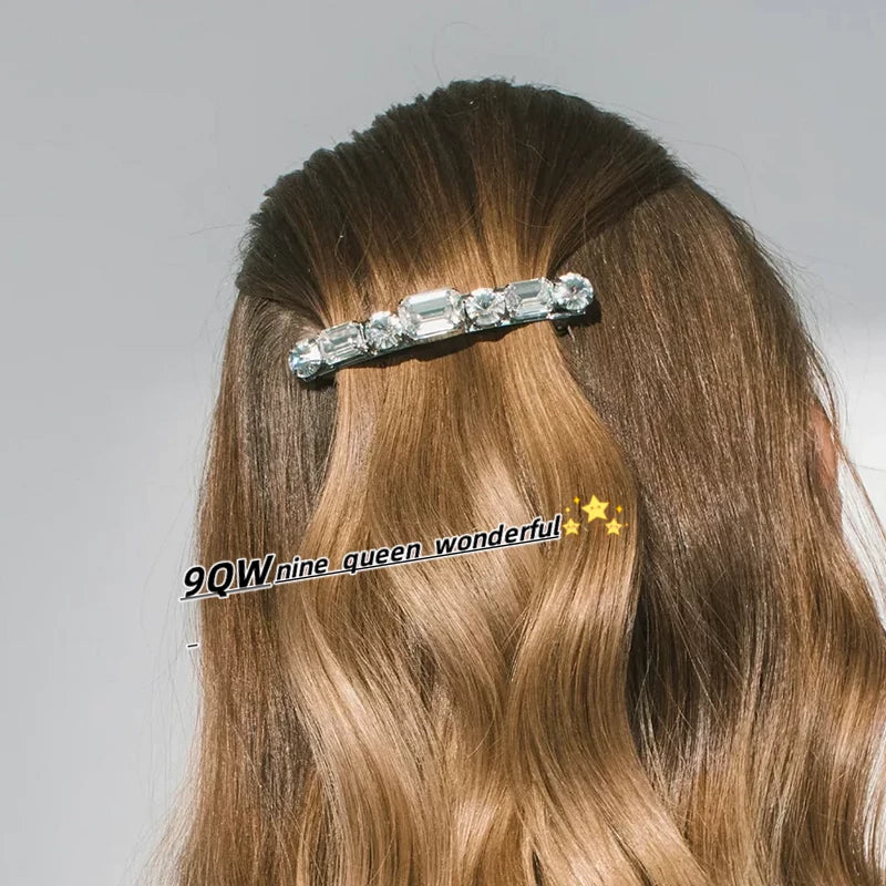 9QW European and American ins bloggers sugar cubes gem elastic chuck clips light luxury high-end hair accessories headwear fashion and versatile women