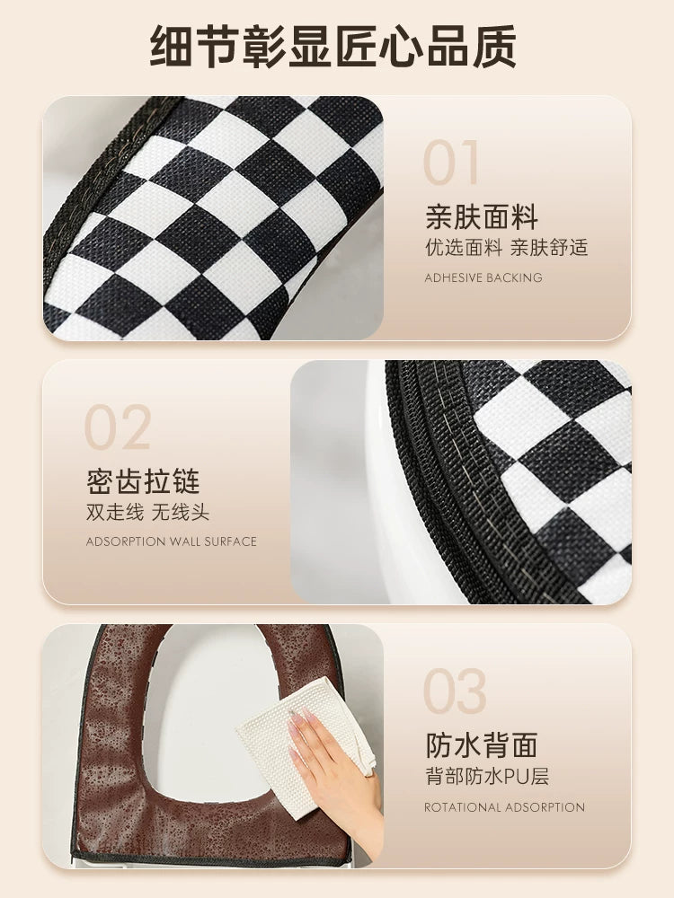 Retro style summer toilet cushion household mat universal zipper toilet cover waterproof toilet mat
