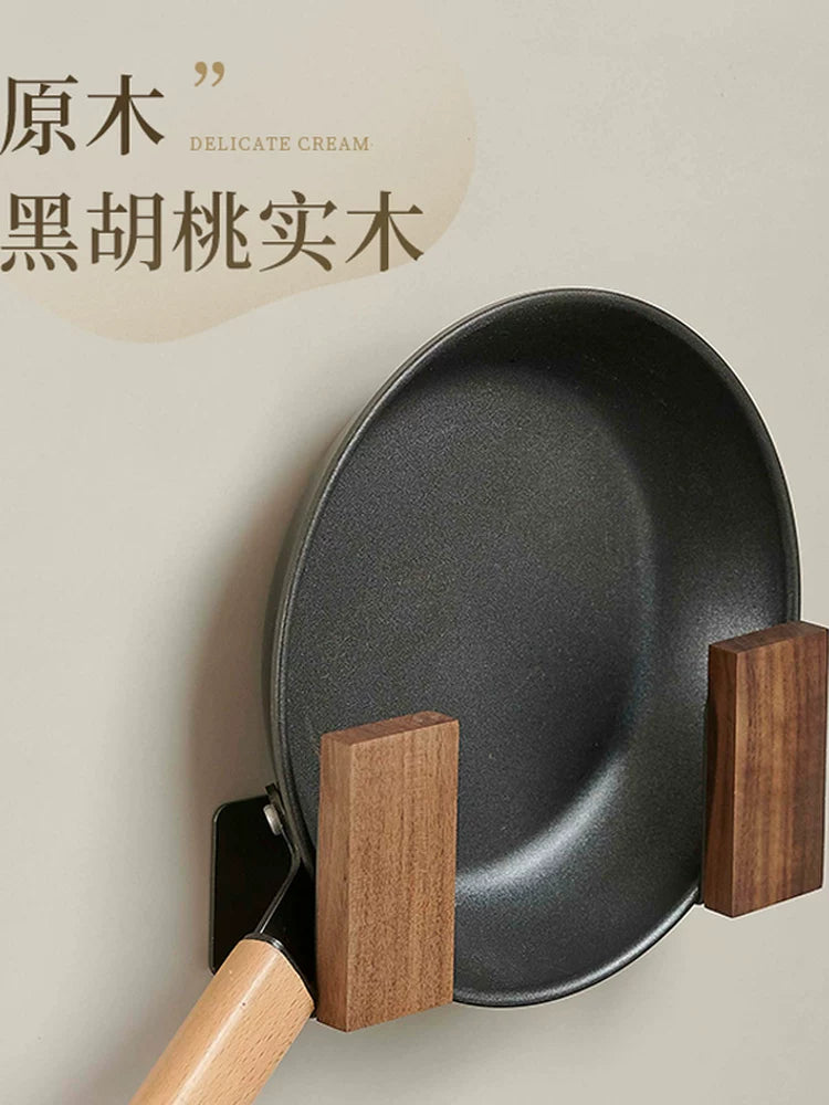 Walnut solid wood kitchen cutting board rack free punching pot lid rack chopping board storage artifact cutting board storage rack Y