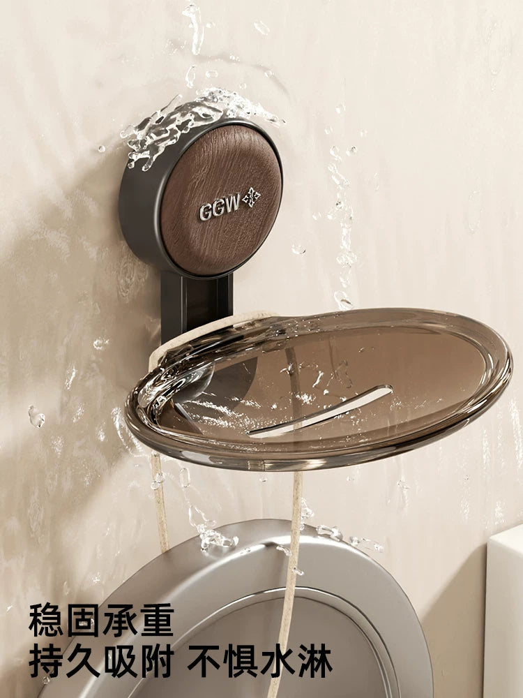Suction cup soap box wall mounted no-punch home toilet soap shelf drain box student dormitory Y