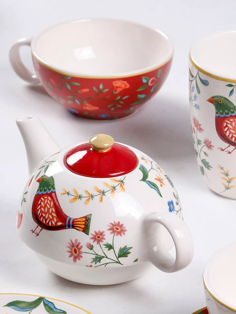 Creative painting, a cup and a pot set, a particularly good-looking coffee cup, a personal afternoon tea tableware, a mother and a child