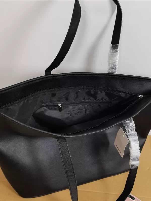 Foreign trade export black large capacity tote bag simple and versatile handbag commuting shopping practical women's bag handbag