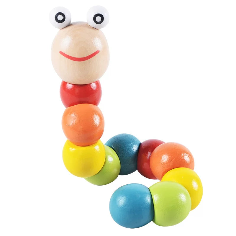 Finger toys, colorful twisting insects, wooden caterpillars, animal dolls, wooden educational toys for children