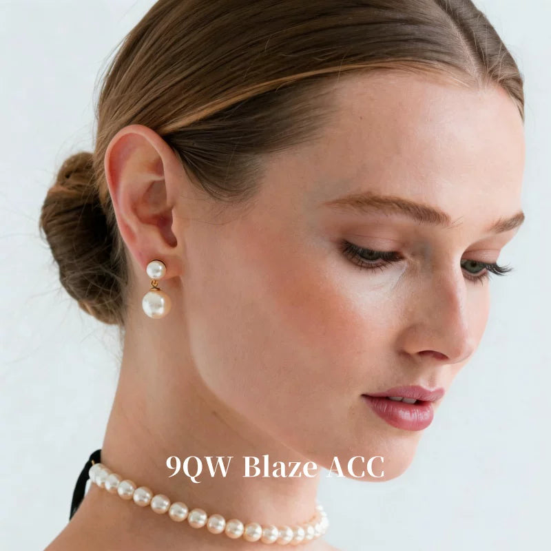9QW European and American French double-layer pearl dangling earrings are light and mature, gentle and atmospheric, large and small pearl layered earrings