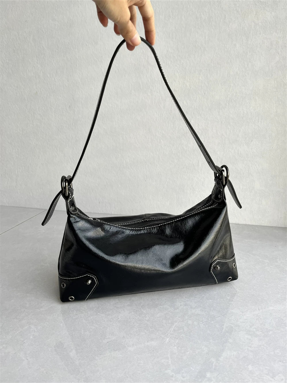 Foreign trade factory tail order high quality top layer oil wax cowhide underarm bag fashionable and versatile high-end one-shoulder women's bag