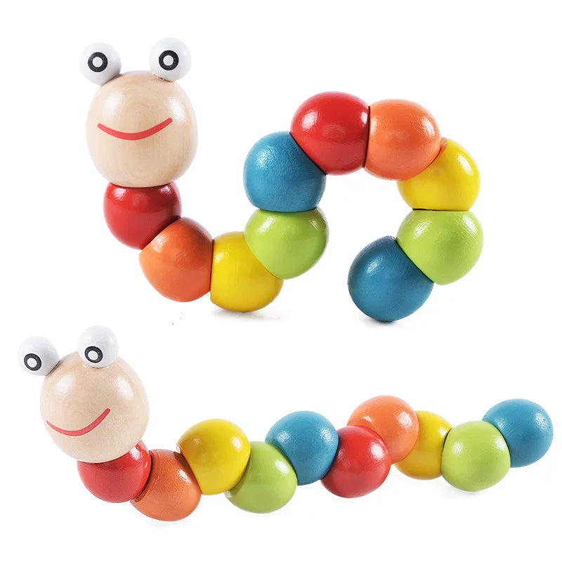 Finger toys, colorful twisting insects, wooden caterpillars, animal dolls, wooden educational toys for children