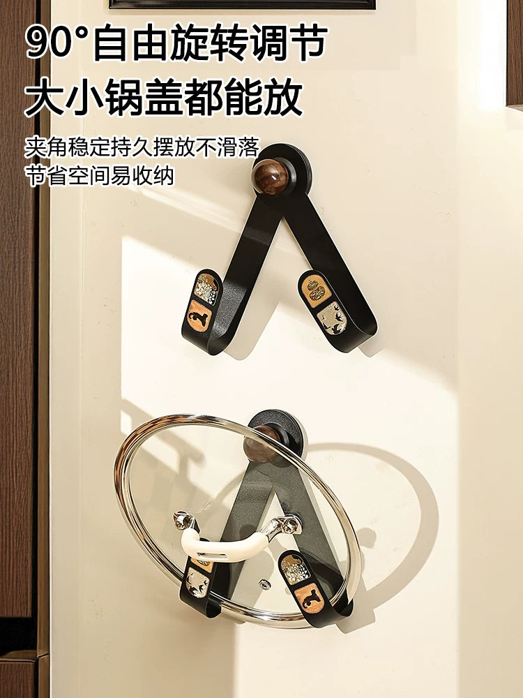 Suction cup pot lid rack no punch wall mounted kitchen cutting board cutting board shelf placer rotate 2025 new Y
