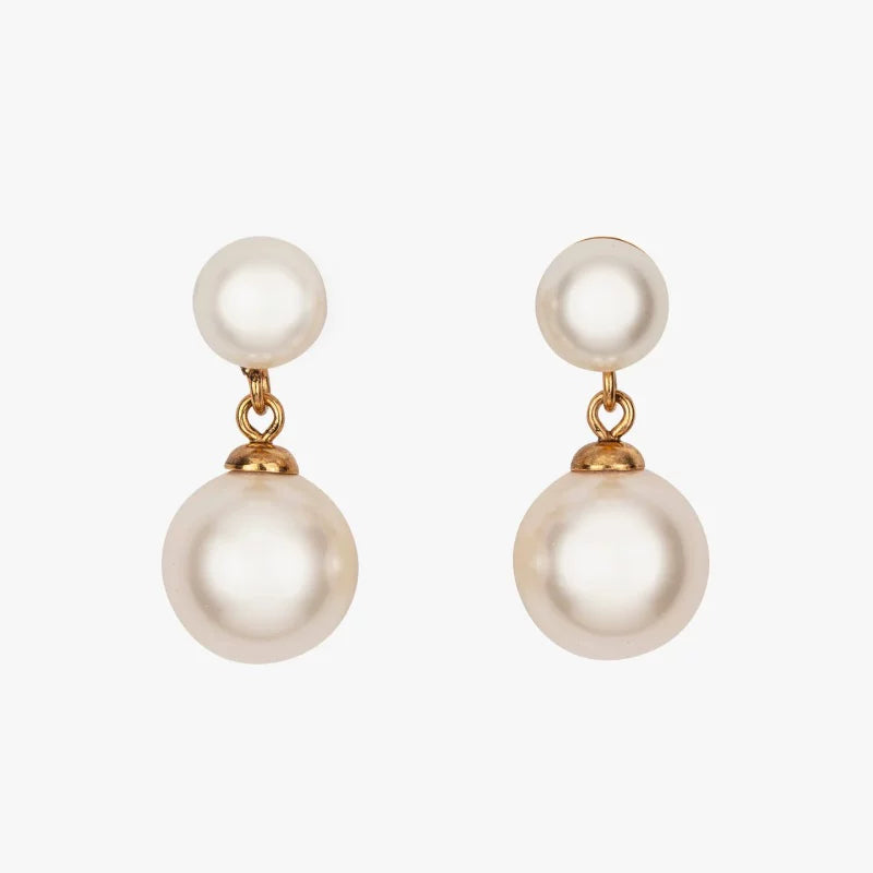 9QW European and American French double-layer pearl dangling earrings are light and mature, gentle and atmospheric, large and small pearl layered earrings