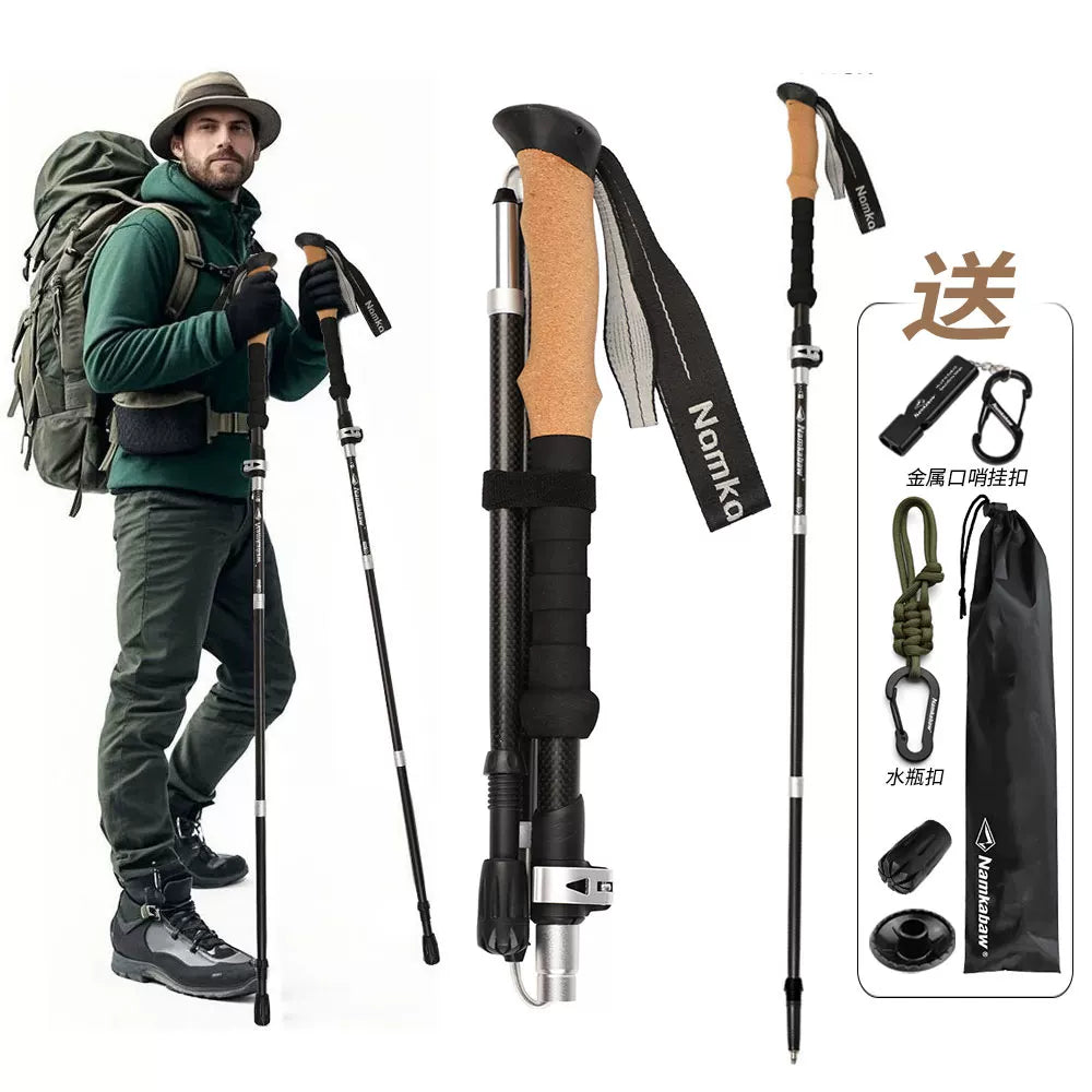 Ultra-light folding 3K carbon fiber high-end trekking poles carbon trekking poles for men and women professional hiking outdoor climbing