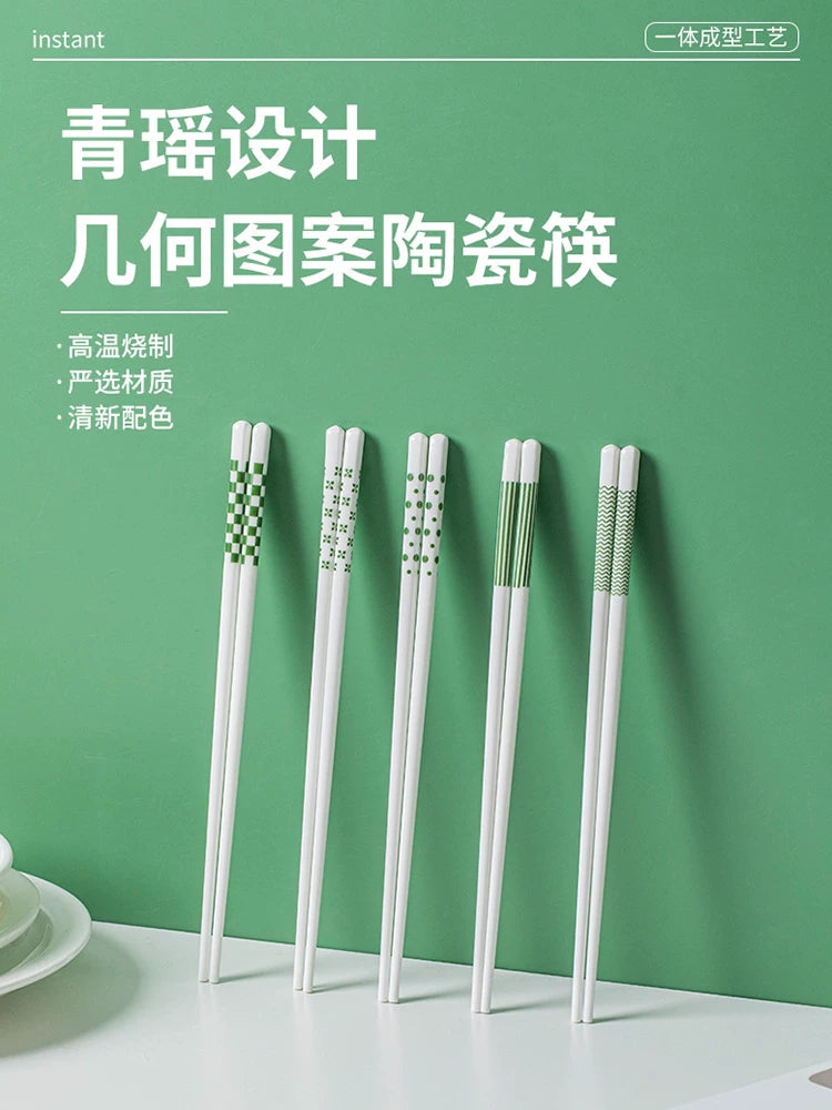 ins style ceramic chopsticks household high-grade high-temperature antibacterial and anti-mildew food-grade healthy tableware 5 pairs gift box