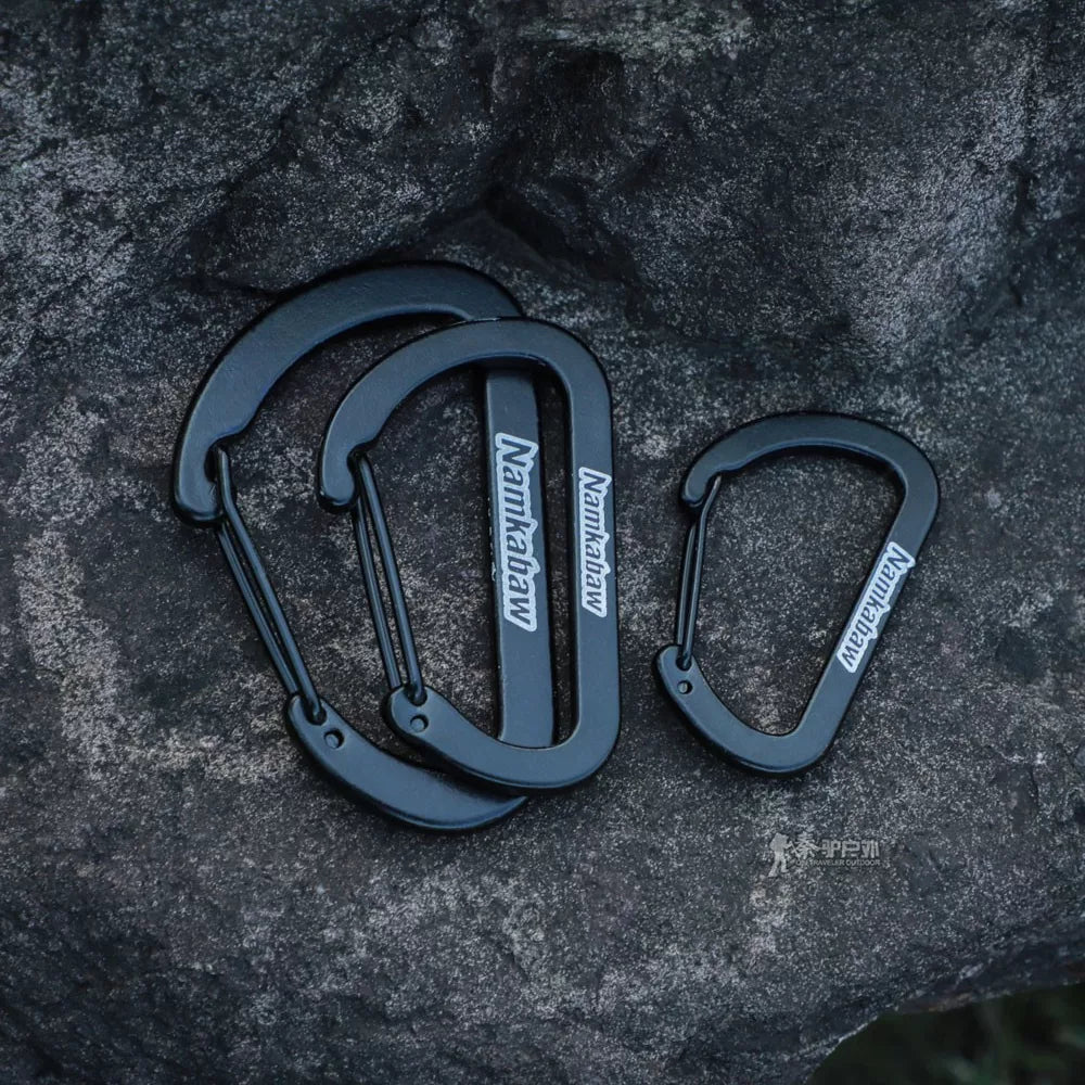 Aluminum alloy 4 size combination steel wire quick hook buckle spring buckle camping outdoor quick buckle carabiner water cup hook