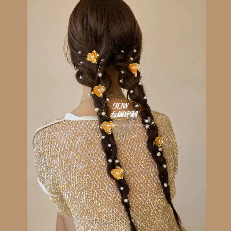9QW homemade French ins style daily embellishment updo hair small hair hairpin flower hairpin versatile high-end styling accessories
