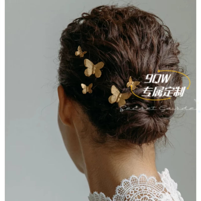 9QW self-made ins style light metal butterfly clip niche temperament high-end photo style hairpin side clip
