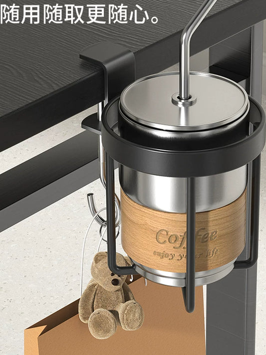 Wrought iron hanging cup holder table side punching-free cup holder simple non-slip design teacup coffee cup holder