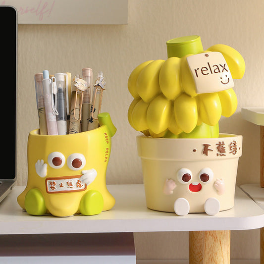 Pen holder high-end large-capacity storage box office desktop decoration ornament Teacher's Day gift pen holder office desktop ornament high-value simple storage bucket