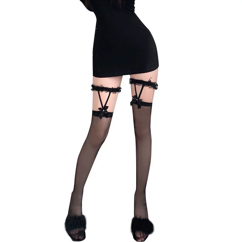 Coco Witch's new male slaying artifact pure desire temptation thin transparent hollow stockings without taking off sexual socks