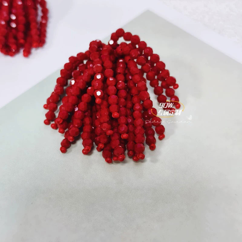 Japanese and Korean French high-end cascading fireworks tassel earrings, women's hand-woven niche designer stud earrings