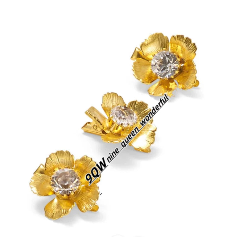 9QW new exaggerated metal flower hairpin ins high-end niche personality hair accessories versatile and cute little hairpin girl