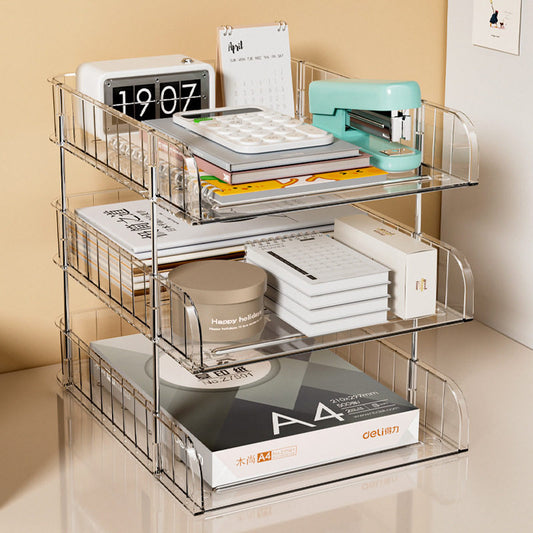 High-value movable desktop storage cabinet, document storage and organization, stationery office A4 paper, lazy people, special transparent visual file shelf