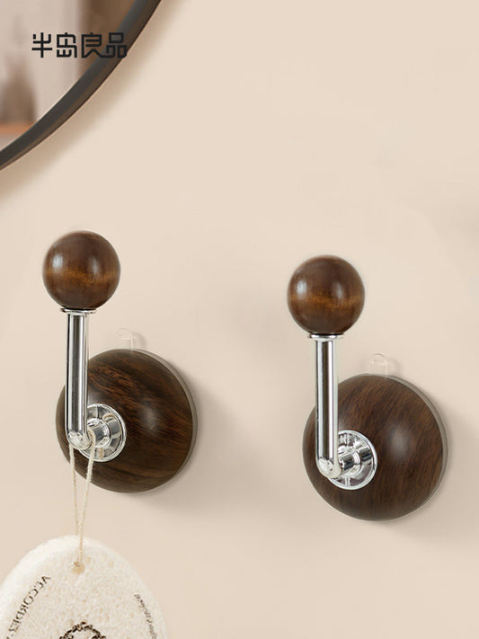 Vacuum suction cup hook, no punching hole, door back hanging hook, strong load-bearing, no trace, bathroom ancient walnut grain color sticky hook