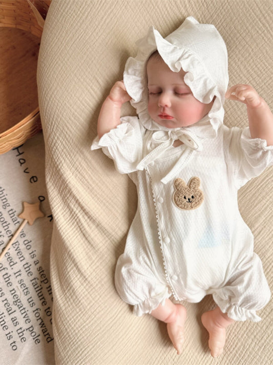Newborn 0-3 months baby summer dress female 100 days baby clothes set thin one-piece 525966 size rabbit
