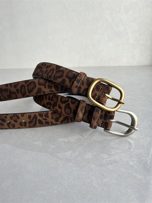 Regular price 400+! This year's new top layer nubuck cowhide women's belt high-fashion versatile leopard print belt women