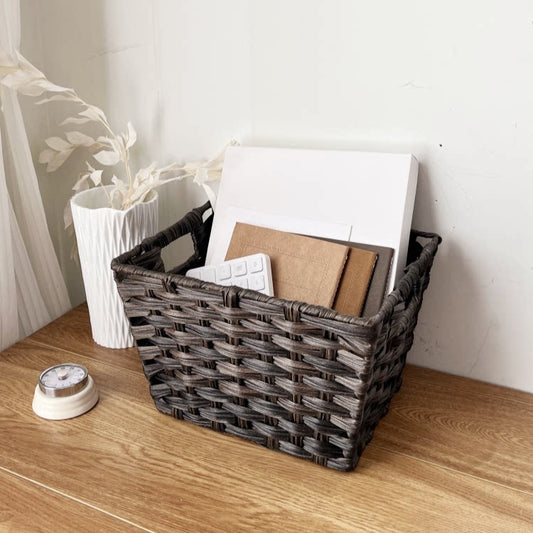 Creative imitation rattan storage basket, desktop utility box, remote control, skin care products, toys, snacks, organizers, woven storage baskets