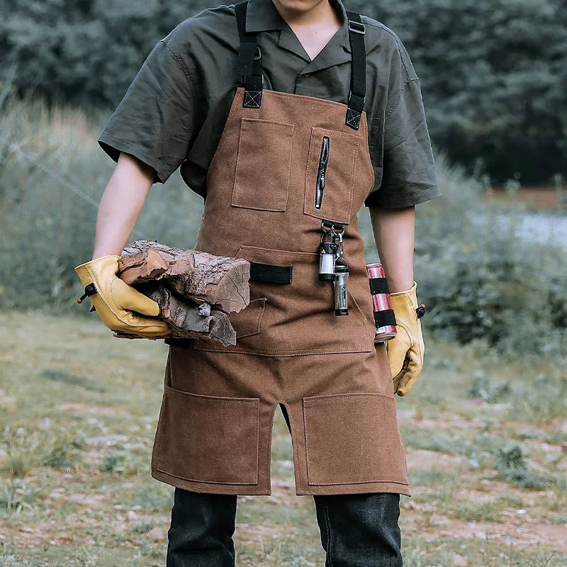 Outdoor workwear denim canvas painter apron gardener waist stain resistant waterproof men's and women's bib large apron