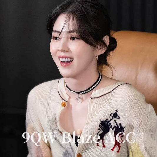 Han So-hee's same light luxury pearl necklace, three-dimensional ribbon, choker, sweet hot girl, collarbone chain, girl group ballet style