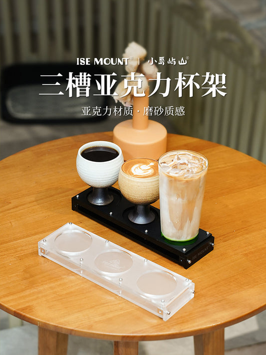 ISE MOUNT Acrylic Three-Tank Water Cup Holder Plastic Creative Tabletop Ornament 6cm Beer Cup Coffee Cup Holder