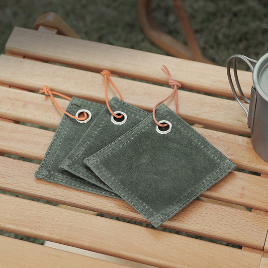 Outdoor camping canvas hot water coaster is simple and portable, multi-functional waterproof, oil-proof, high-temperature resistant placemat
